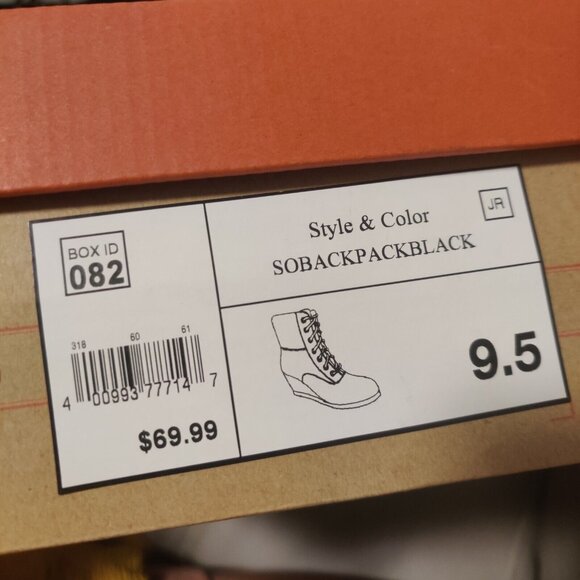 So Women's Backpack Black Wedge Comfort Lace Up Ankle Boots Size 9.5 - Picture 6 of 6